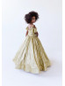 Gold Sequin V Back Floor Length Flower Girl Dress Little Girl Sparkle Dress
